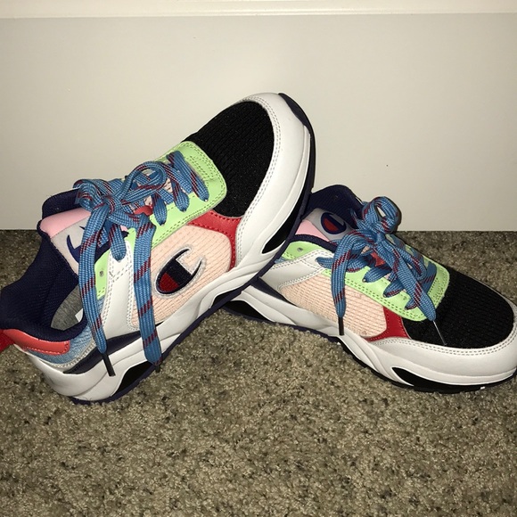 multi colored champion sneakers